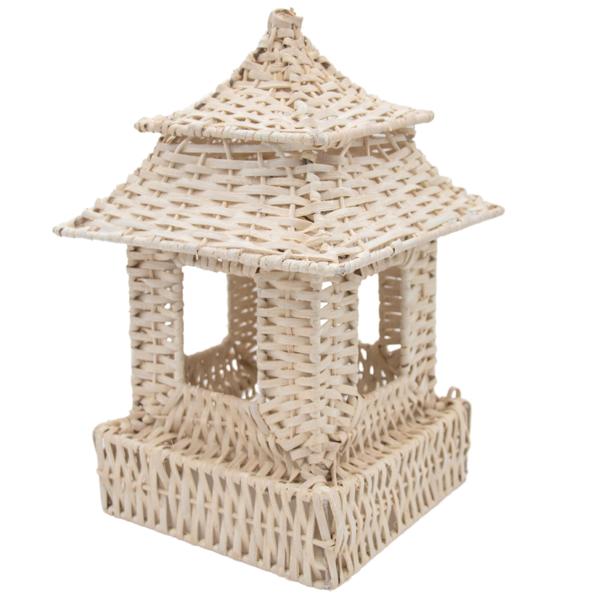 Large Handwoven Rattan Pagoda in White (Set of 2)