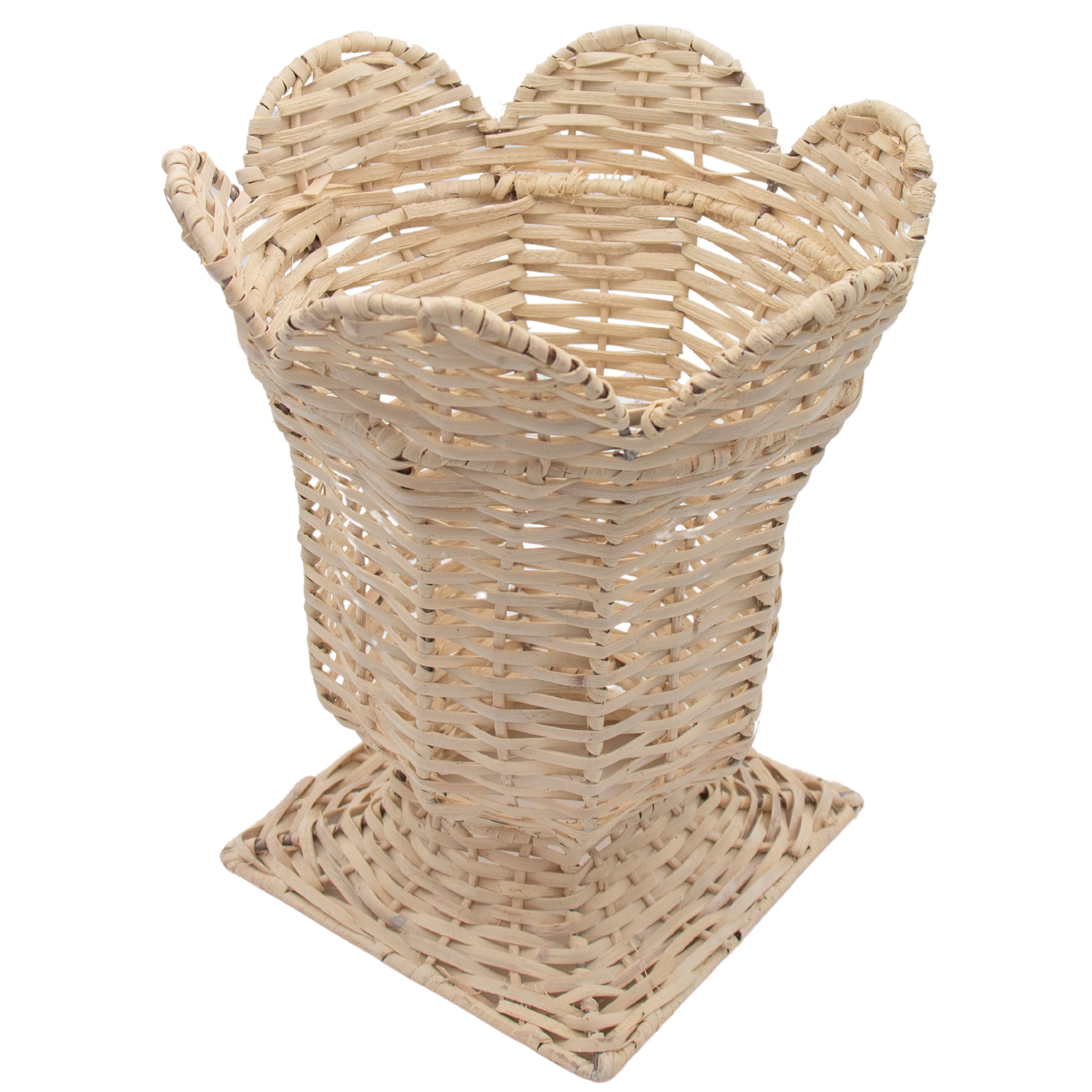 Handwoven Wicker Urn Vase in White