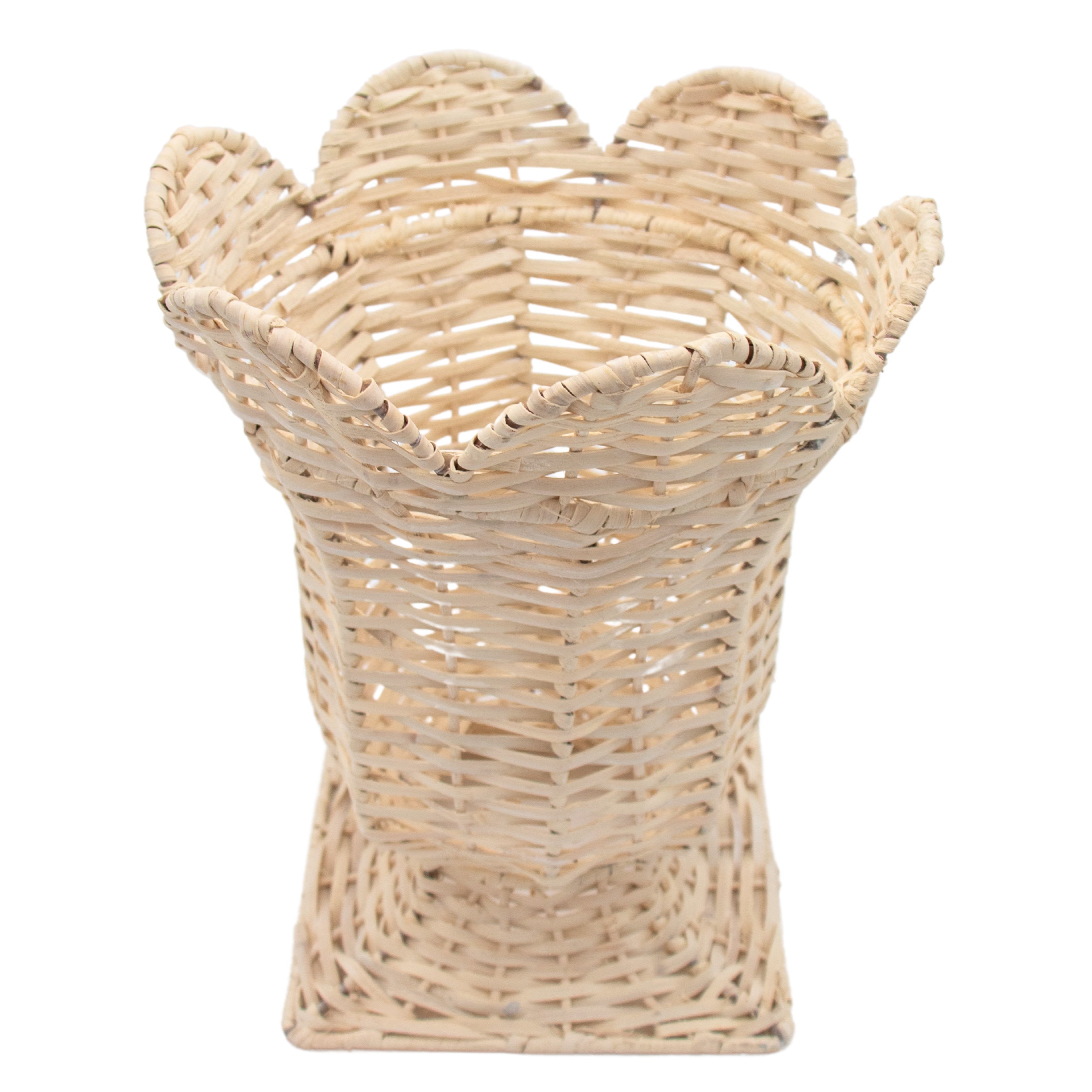 Handwoven Wicker Urn Vase in White