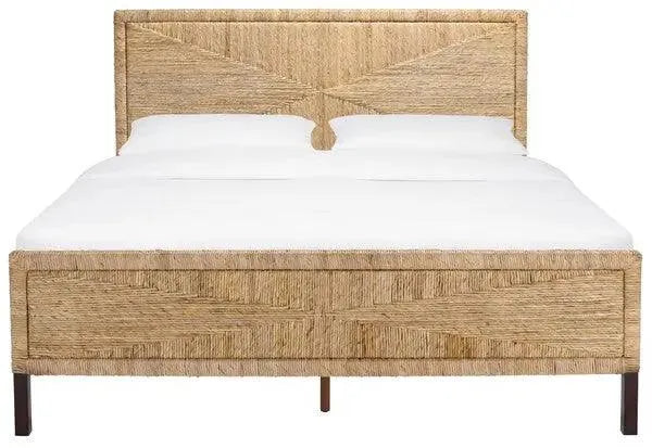 Willa Natural-Brown Woven Banana Stem Queen Bed - The Mayfair Hall