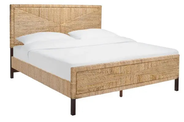 Willa Natural-Brown Woven Banana Stem Queen Bed - The Mayfair Hall