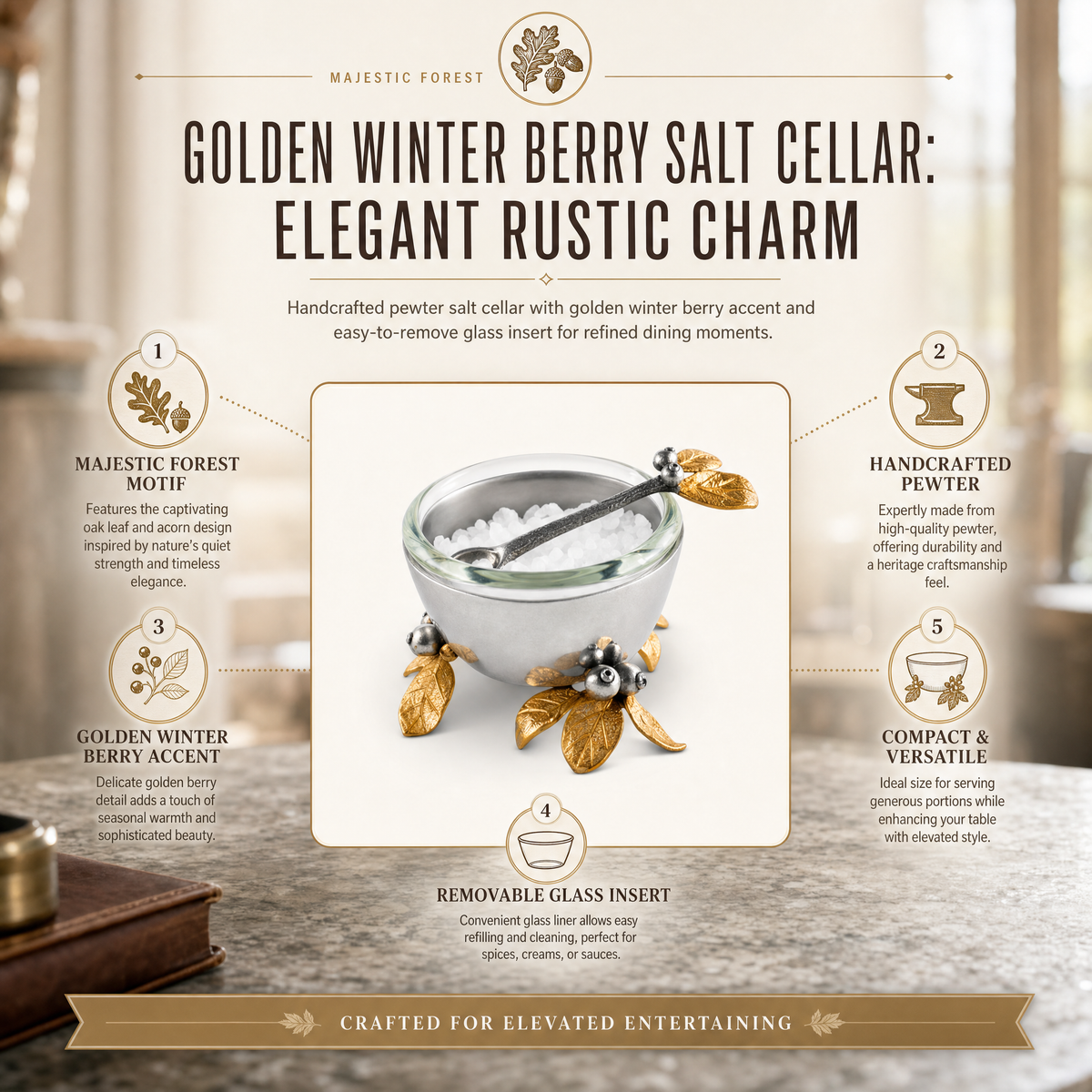 Golden Winter Berry Salt Cellar