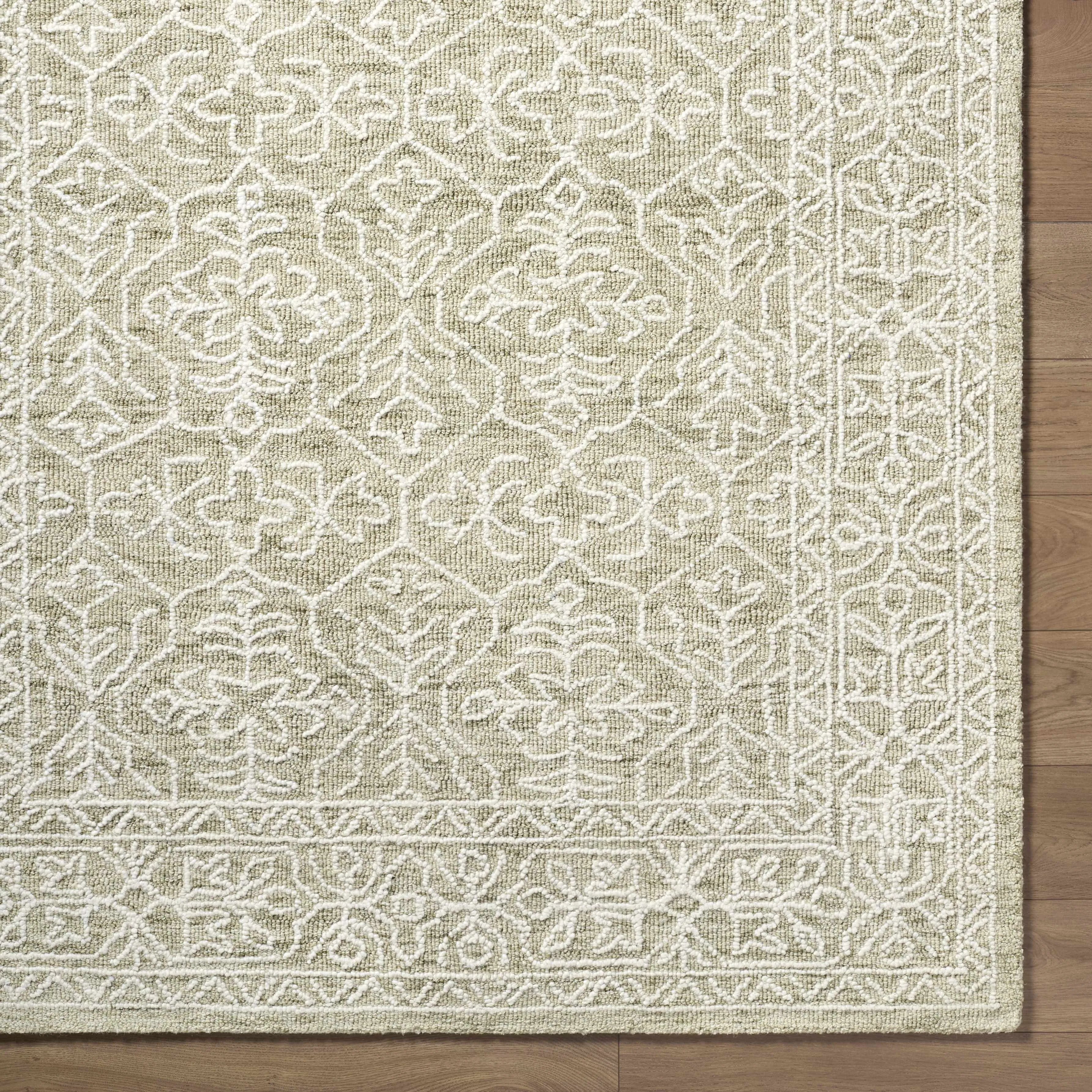 Yadid Green Wool Area Rug