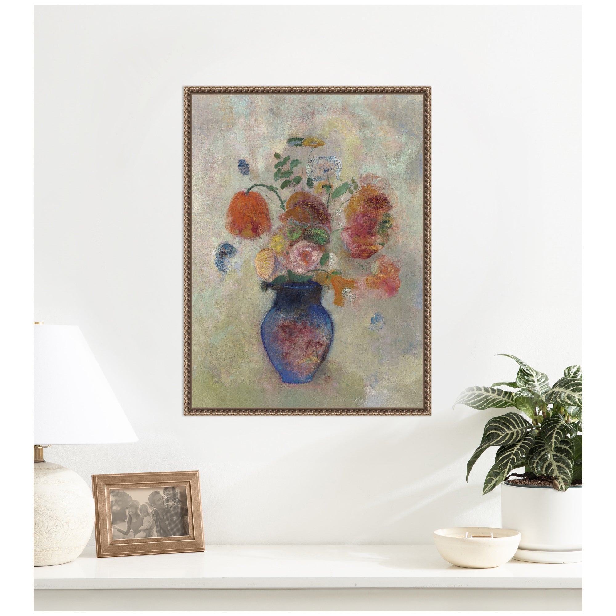 Large Vase with Flowers 1912 Odilion Redon by Nostalgia Prints Framed Canvas Wall Art Print