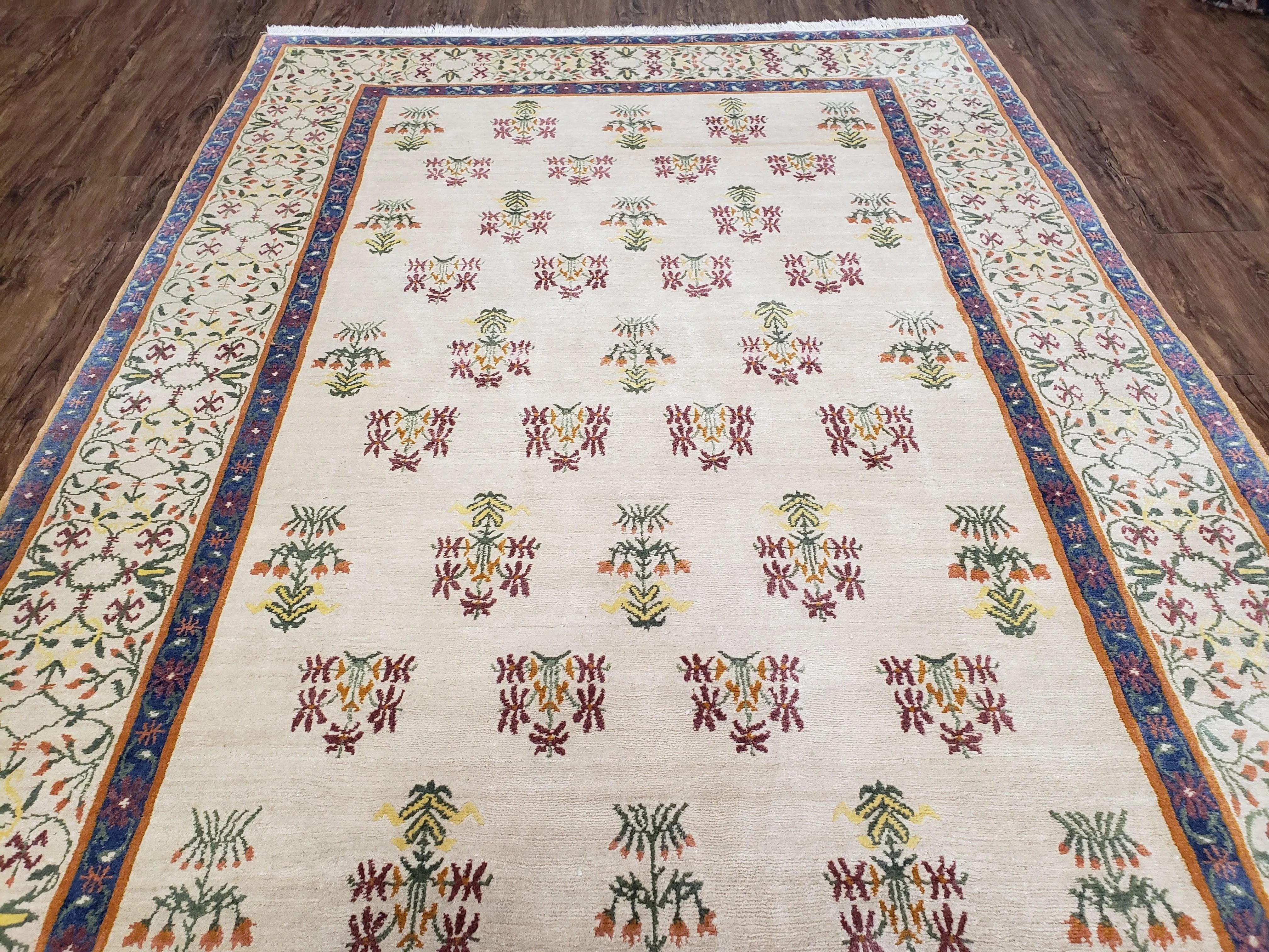 Tufenkian Rug 5.9 x 8.6, Tibetan Nepalese Rug, Hand Knotted, Soft Shiny Wool, Repeated Motifs, Contemporary Modern, Area Rug 6x9, Vintage