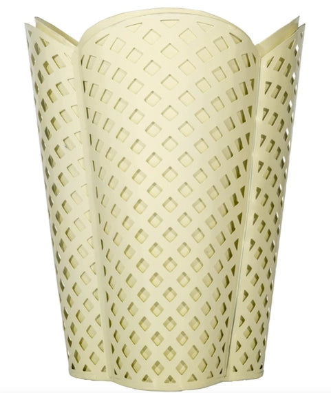 Incredible New Lattice Cream  Scalloped Wastepaper Basket - The Mayfair Hall