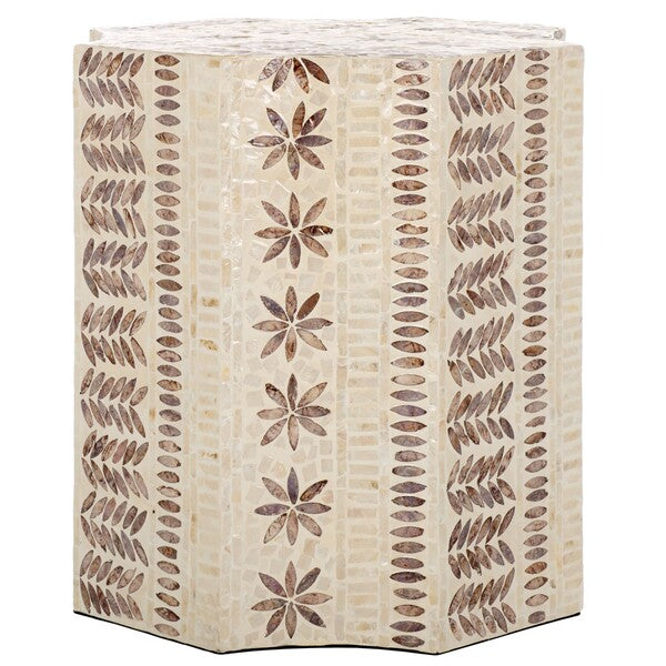 Tuley Wood Accent Table in White and Gold