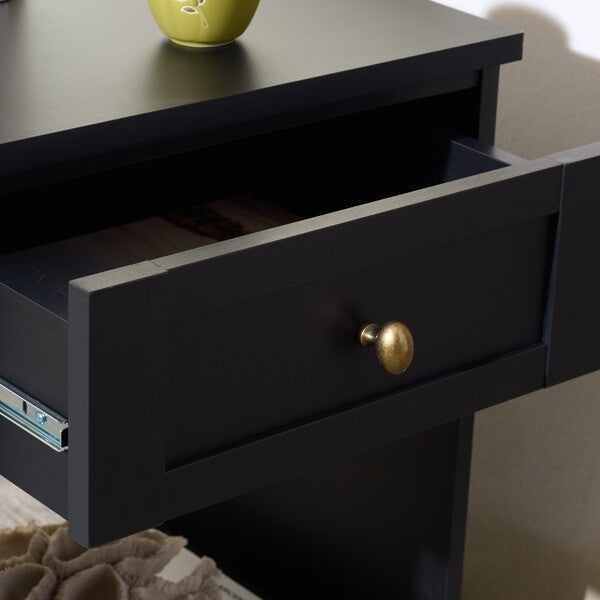 Shafa Accent Table in Black with Storage Drawer