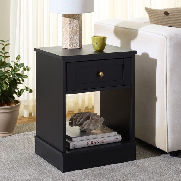 Shafa Accent Table in Black with Storage Drawer