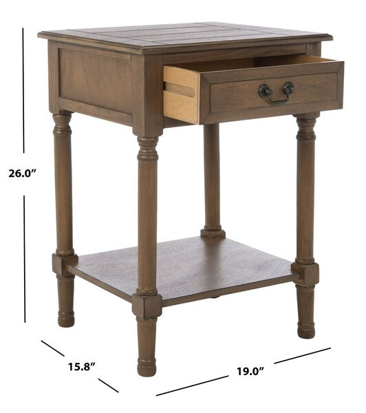 Whitney Accent Table in Brown with Storage Drawer