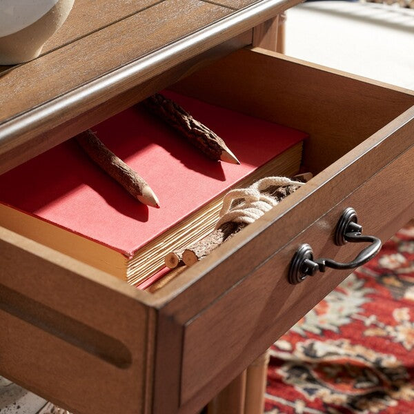 Whitney Accent Table in Brown with Storage Drawer