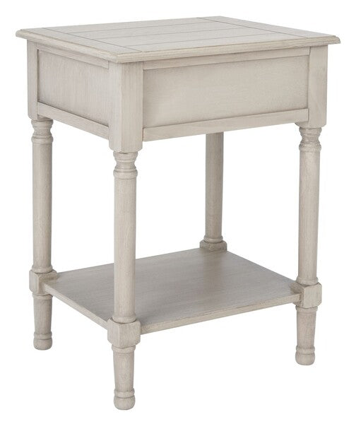 Whitney Accent Table in Greige with Storage Drawer