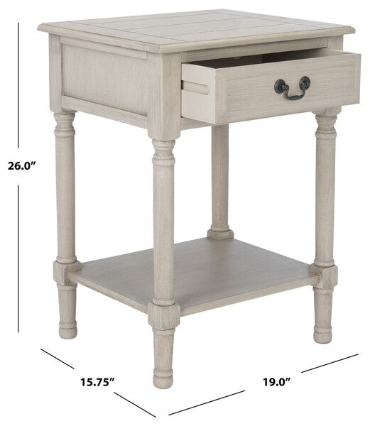 Whitney Accent Table in Greige with Storage Drawer
