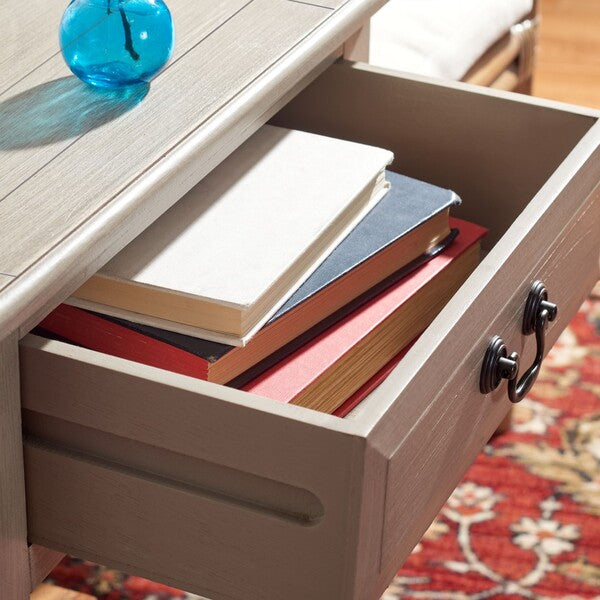 Whitney Accent Table in Greige with Storage Drawer