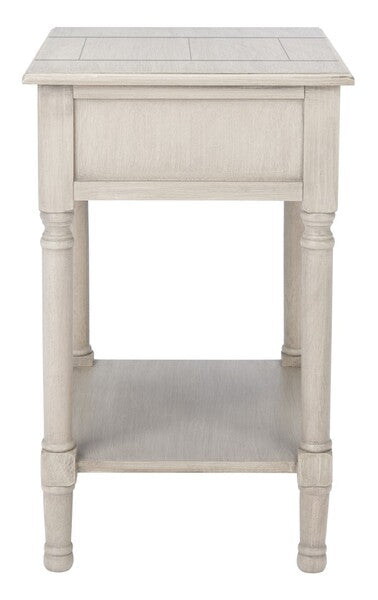 Whitney Accent Table in Greige with Storage Drawer