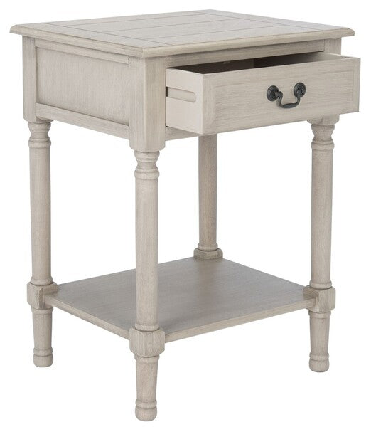 Whitney Accent Table in Greige with Storage Drawer