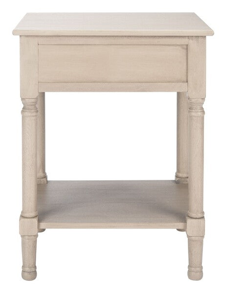 Tate Accent Table in Greige with Storage Drawer