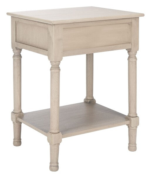 Tate Accent Table in Greige with Storage Drawer
