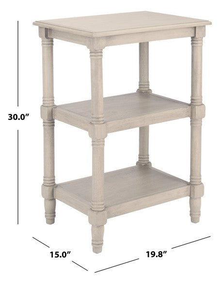 Cassie Accent Table in Greige with 3 Shelves
