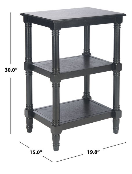 Cassie Accent Table in Black with 3 Shelves