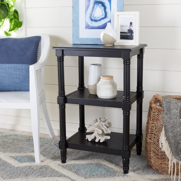 Cassie Accent Table in Black with 3 Shelves