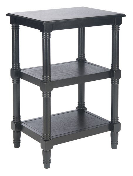 Cassie Accent Table in Black with 3 Shelves