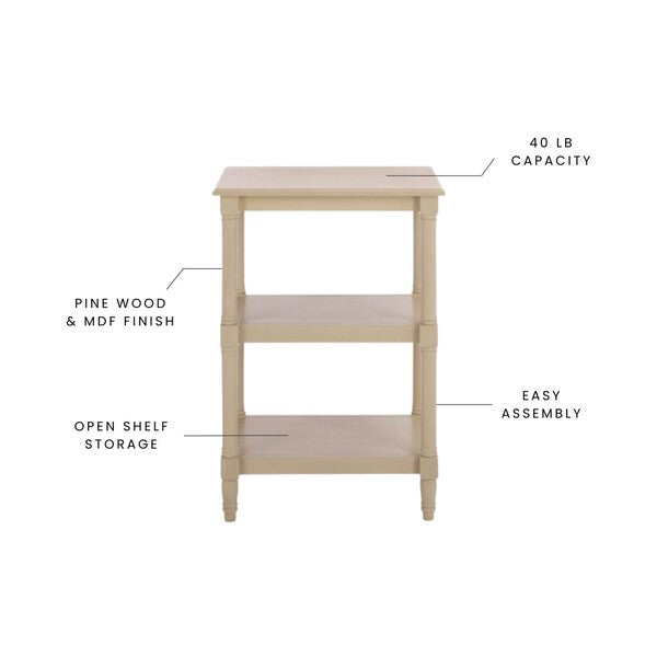 Cassie 3 Shelf Accent Table in Sand