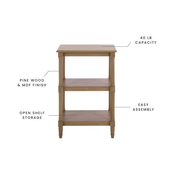 Cassie 3 Shelf Accent Table in Desert Brown