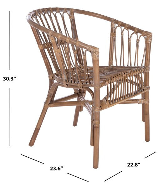 Adriana Rattan Accent Chair in Gray White Wash (Set of 2)