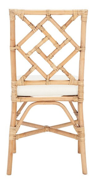 Bhumi Rattan Accent Chair in Brown with White Cushion (Set of 2)