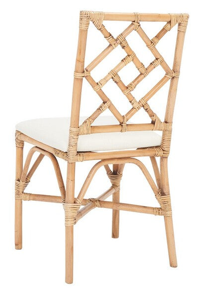 Bhumi Rattan Accent Chair in Brown with White Cushion (Set of 2)