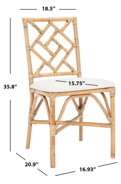 Bhumi Rattan Accent Chair in Brown with White Cushion (Set of 2)