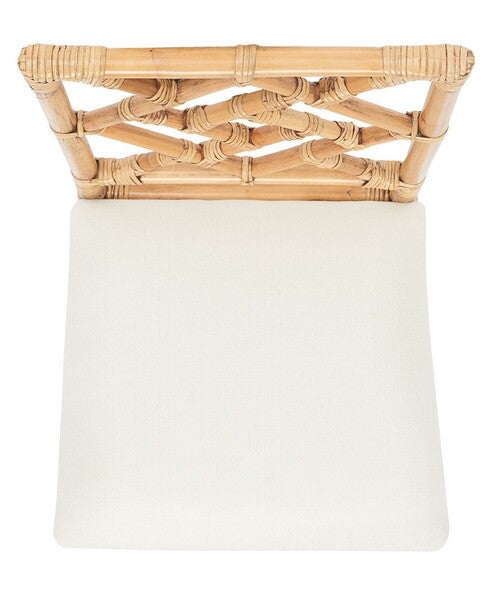 Bhumi Rattan Accent Chair in Brown with White Cushion (Set of 2)