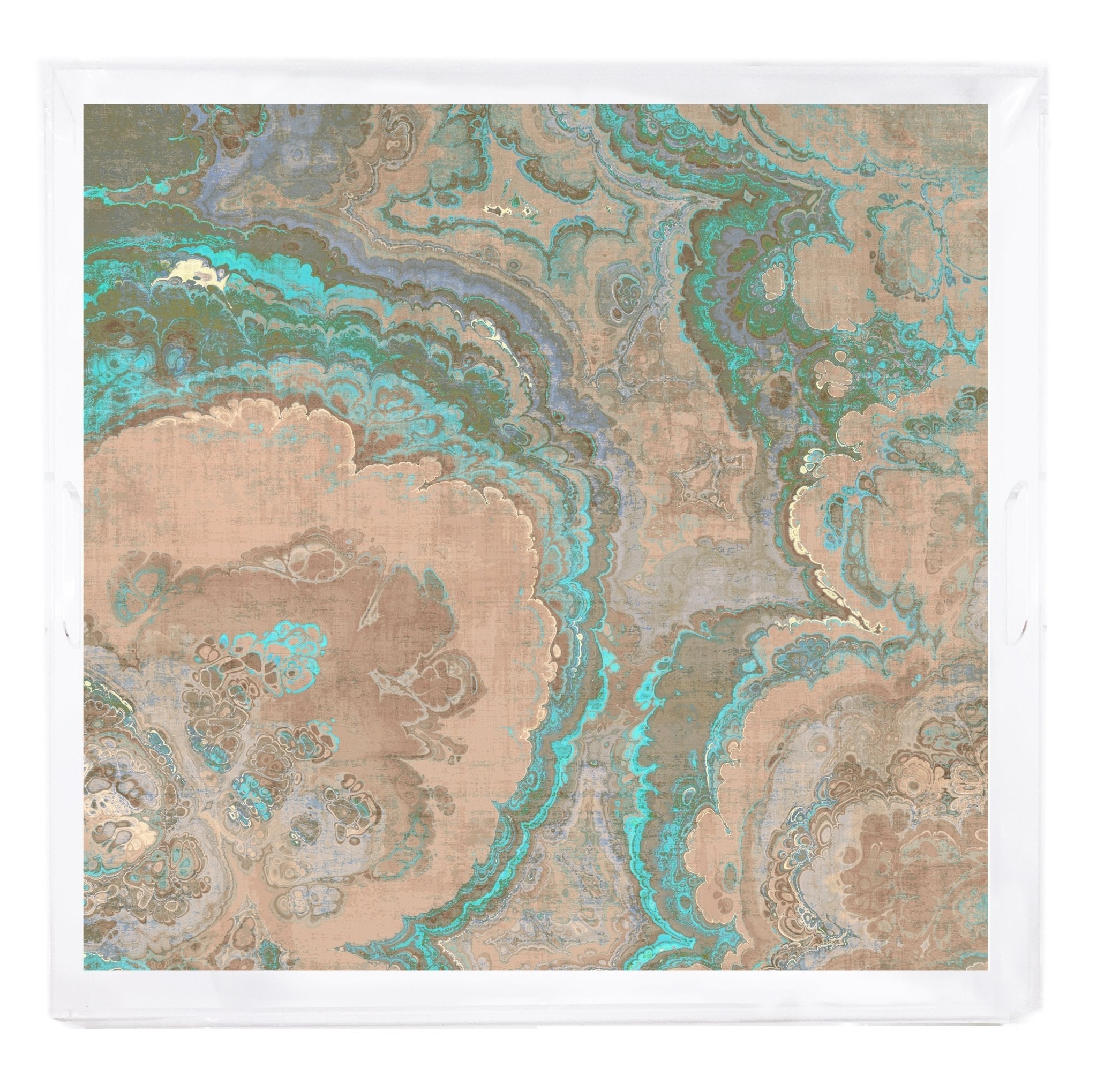 Agate Clay Beveled/Polished Acrylic 18"X18" Large Size Square Printed Tray