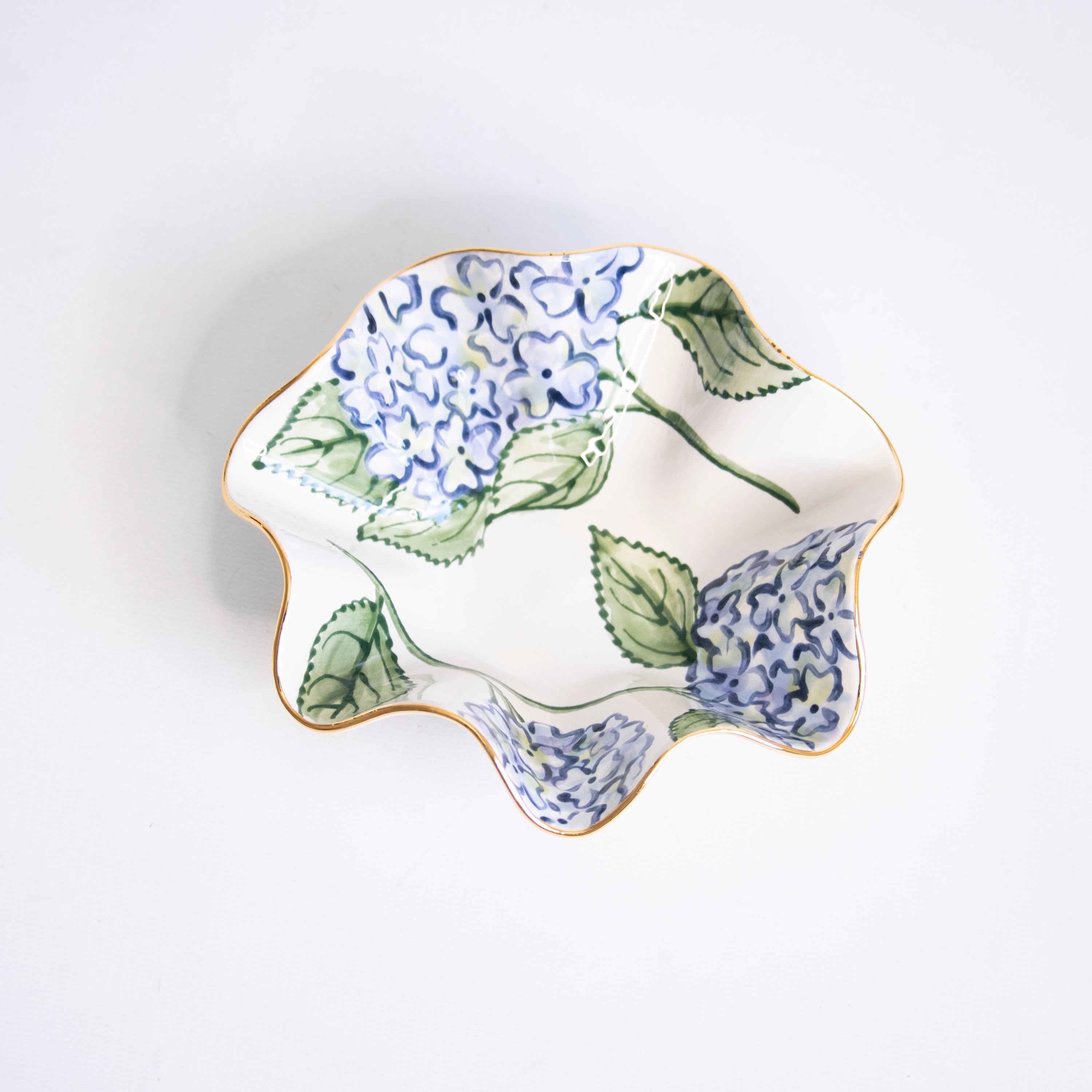 Alene Blue Hydrangea Wavy Bowl