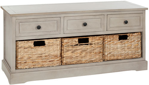 Damien 3 Drawer Storage Bench in Vintage Grey