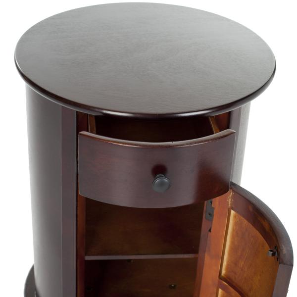 Tabitha Swivel Accent Table in Dark Cherry