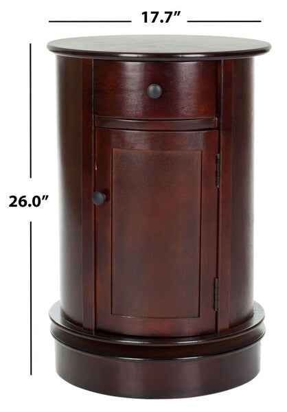 Tabitha Swivel Accent Table in Dark Cherry