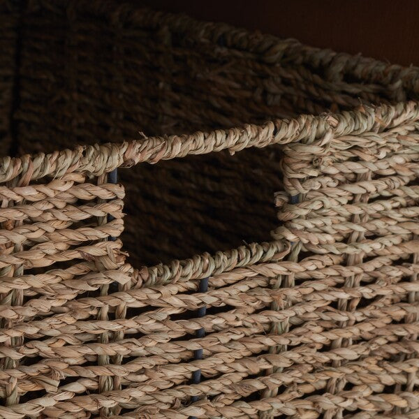 Lonan Wicker Storage Bench in Grey Wash with White Cotton Cushion