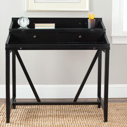 Wyatt Writing Desk in Black with Two Hidden Drawers