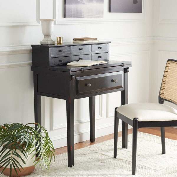 Abigail Fold Down Desk in Distressed Black