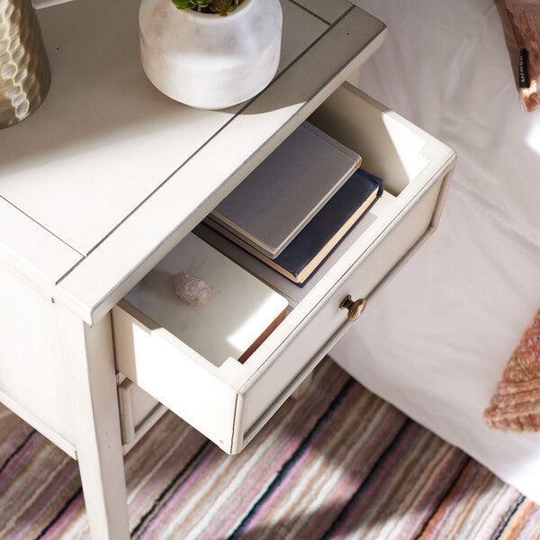 Toby End Table in White Birch with Storage Drawers