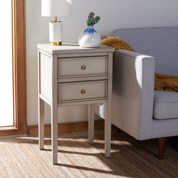 Toby End Table in White Birch with Storage Drawers