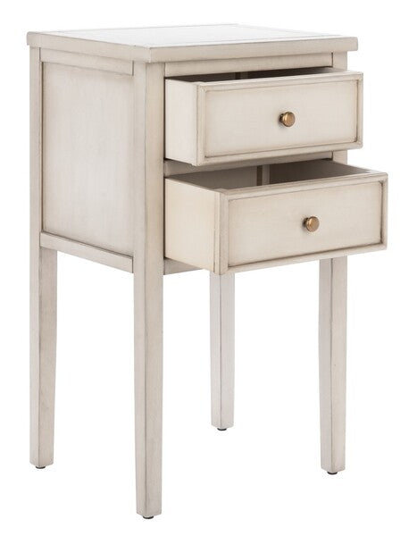 Toby End Table in White Birch with Storage Drawers