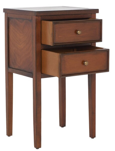 Toby End Table in Brown with Storage Drawers