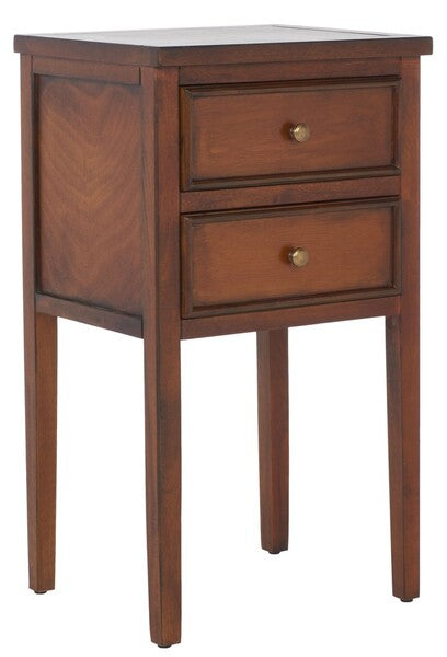 Toby End Table in Brown with Storage Drawers
