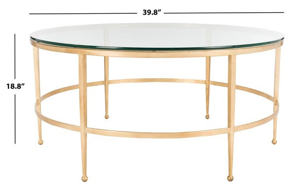 Edmund Antique Gold Glass Cocktail Table - The Mayfair Hall