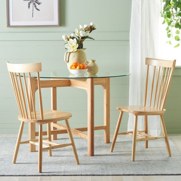 Parker Wood Spindle Back Dining Chair in Natural (Set of 2)