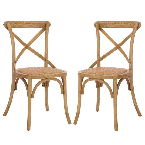 Franklin X Back Farmhouse Dining Chair in Weathered Oak (Set of 2)