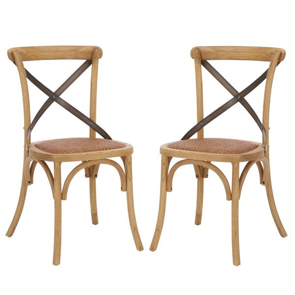 Eleanor X Back Farmhouse Dining Chair in Weathered Oak (Set of 2)